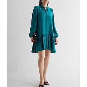 Ruffle Oversized Shirt Dress